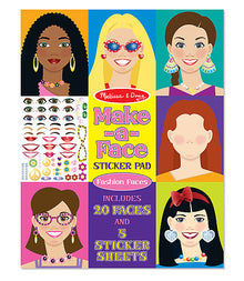Melissa & Doug -  Make-a-Face - Fashion Faces  Sticker Pad *Minor Crease in Corner*