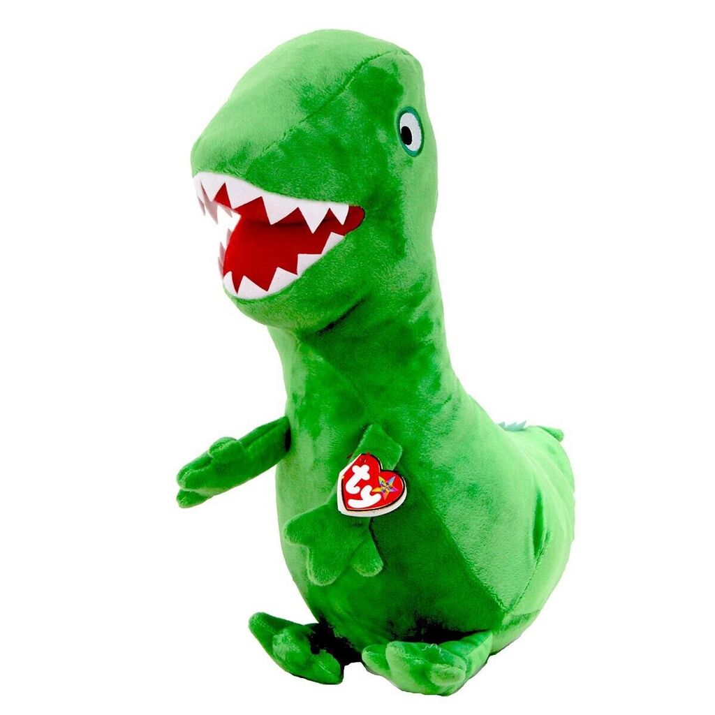 Front view of the Mr. Dinosaur Ty Beanie Boo plush toy shown front-on against a plain white background