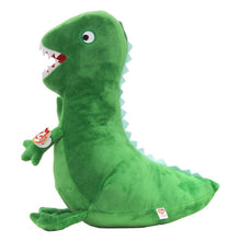 Mr. Dinosaur Large 40cm Ty plush with the red Ty Heart swing tag attached, on a plain white background