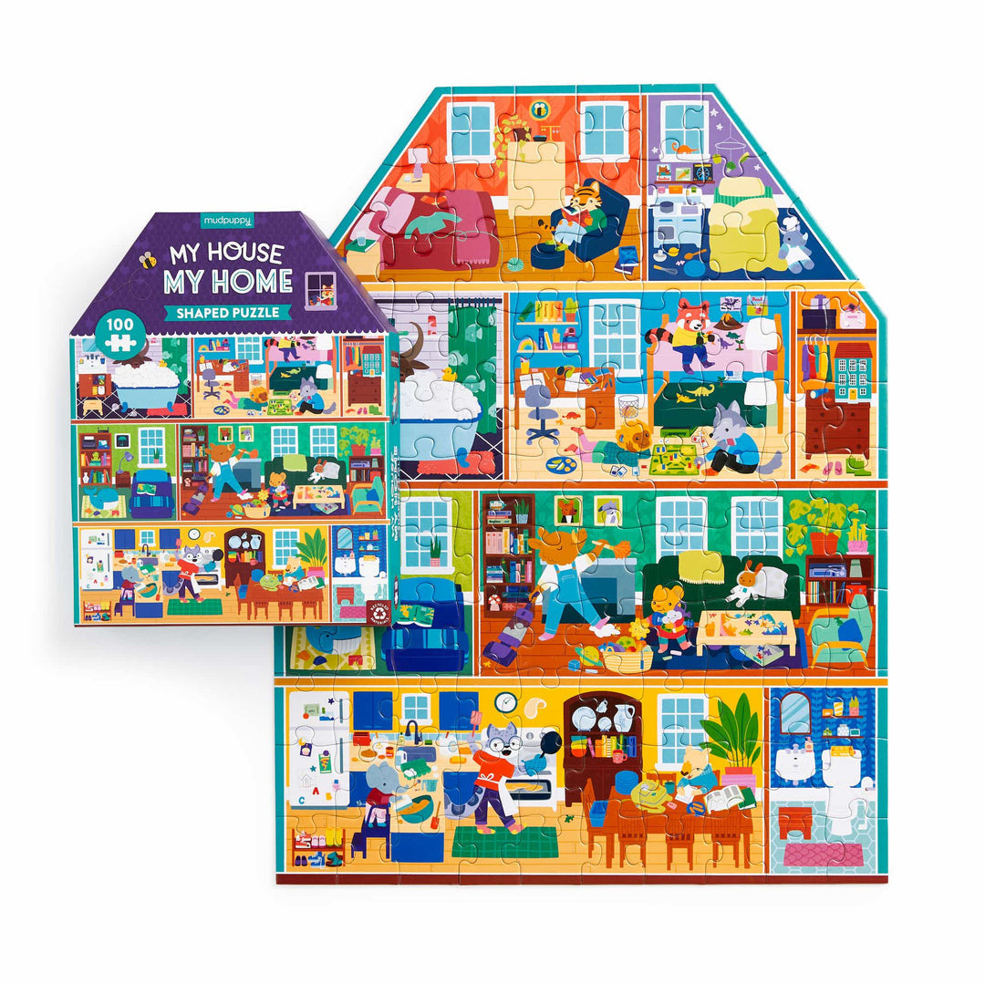 Mudpuppy - 100pc My House, My Home Shaped Puzzle