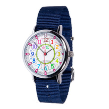 EasyRead Time Teacher 12/24 Hour Watch -  Rainbow Face with Navy Strap