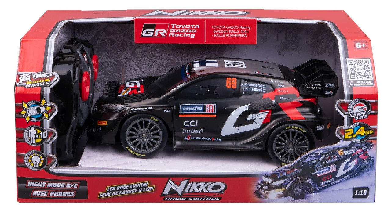 Nikko RC 1:18 Night Mode Toyota Gazoo Racing Sweden Rally RC Car 25cm