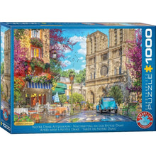 EuroGraphics Notre Dame Afternoon 1000 piece jigsaw puzzle box showing the Paris cathedral facade