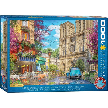 EuroGraphics Notre Dame Afternoon 1000 piece jigsaw puzzle box showing the Paris cathedral facade