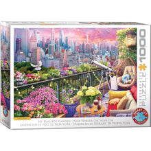 NY Rooftop Garden 1000 piece puzzle with New York skyline flowers and rooftop balcony by Eurographics