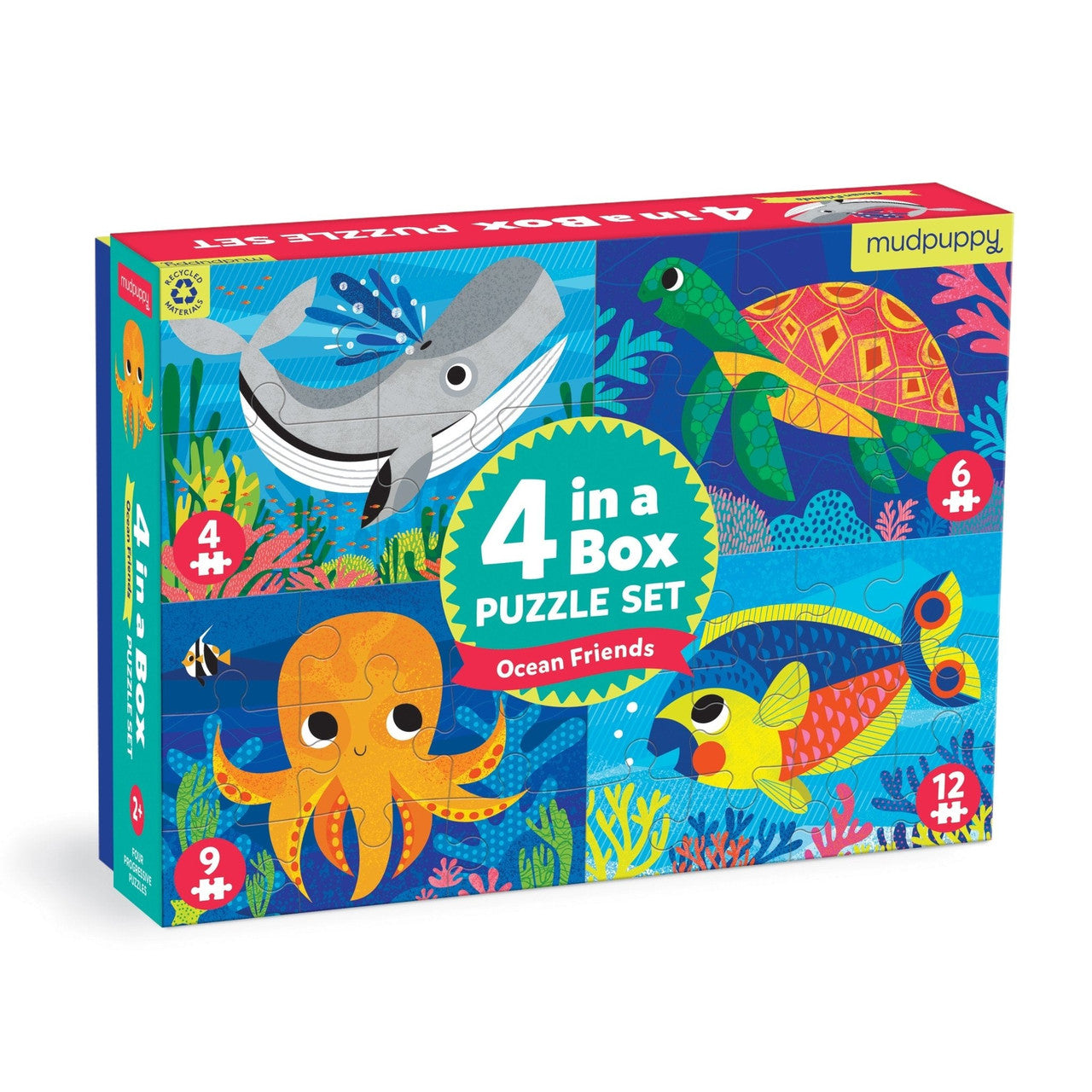 Mudpuppy 4 In A Box Progressive Puzzles – Ocean Friends