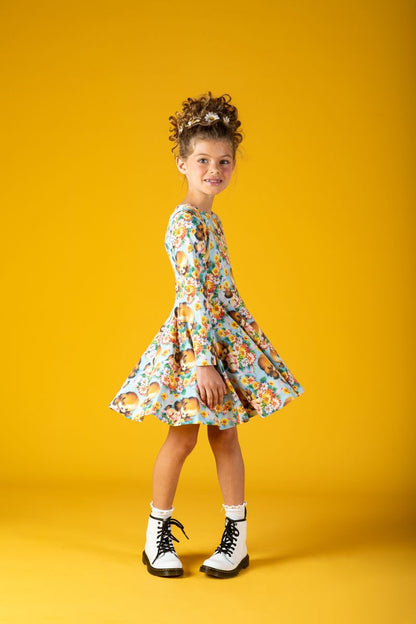 Puppy Love Long Sleeve Waisted Dress - Teen