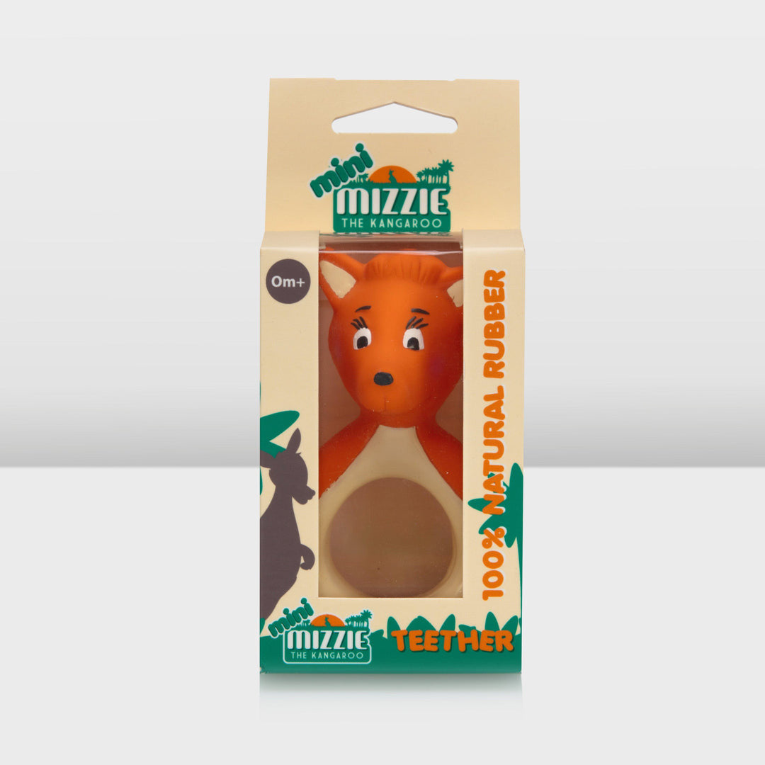 Mini Mizzie the Kangaroo 100% Natural Rubber Baby Teether