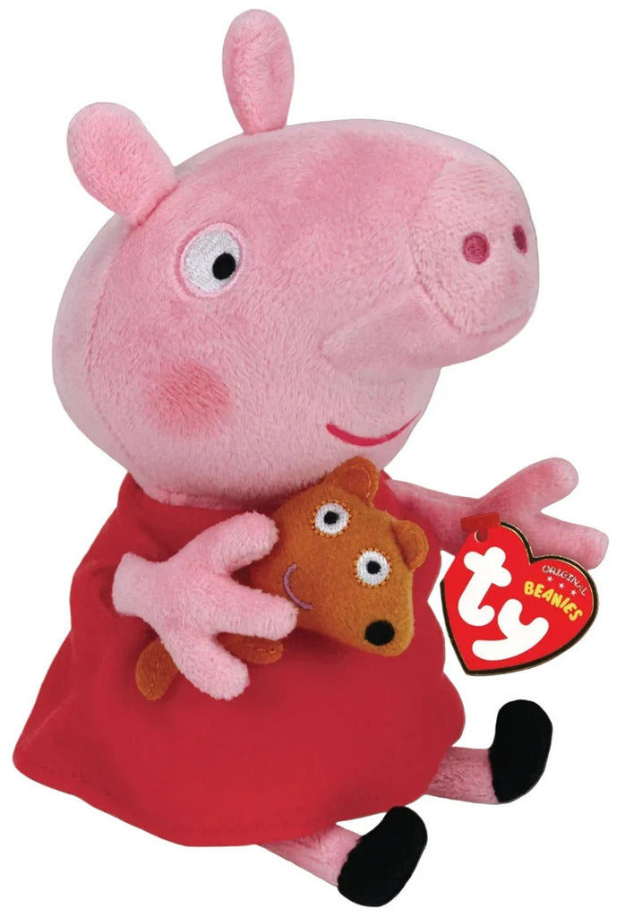 Front view of the Peppa Ty Beanie Boo soft plush toy shown front-on against a white studio background