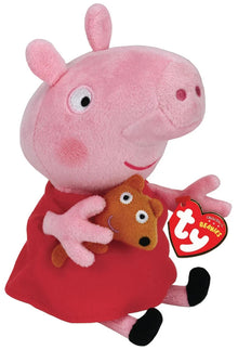 Front view of the Peppa Ty Beanie Boo soft plush toy shown front-on against a white studio background