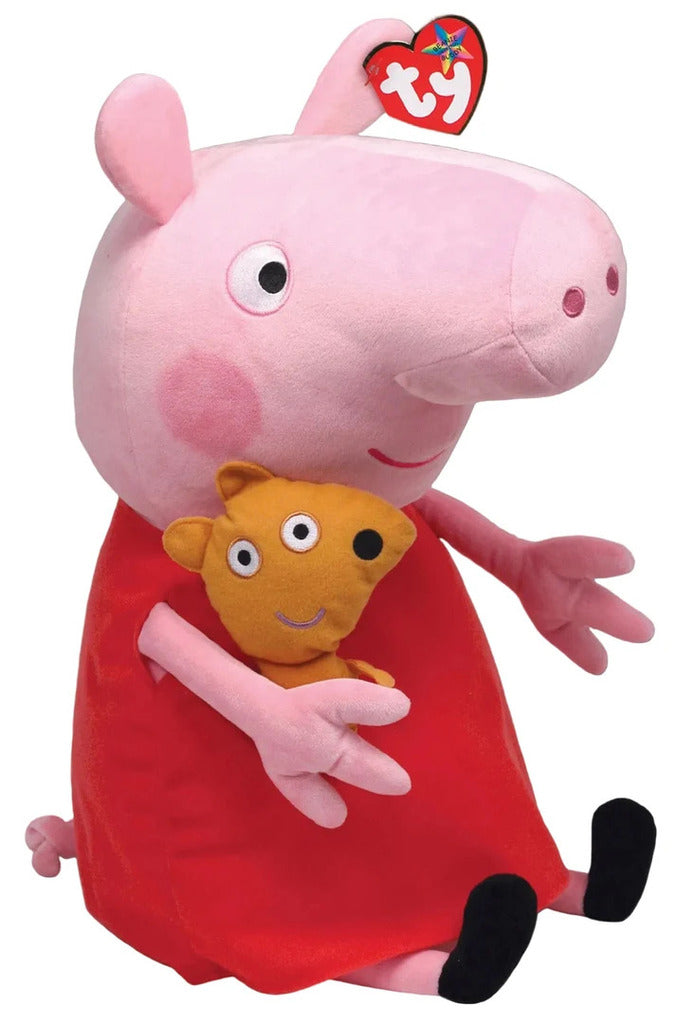Front view of the Peppa Ty Beanie Boo soft plush toy photographed front-on on a plain white background