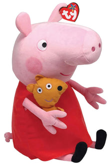 Front view of the Peppa Ty Beanie Boo soft plush toy photographed front-on on a plain white background