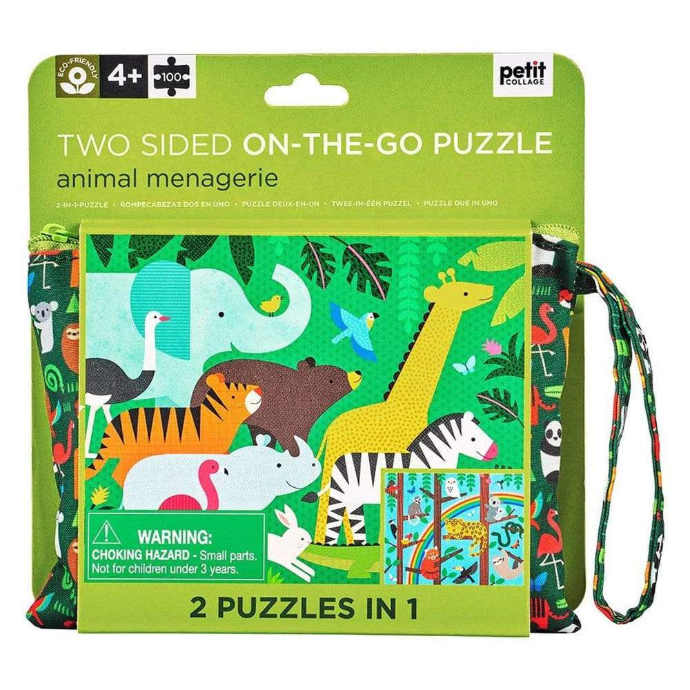 Petit Collage - Animal Menagerie 2-sided Puzzle 49pc