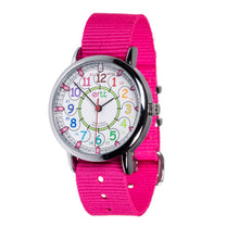 EasyRead Time Teacher 12/24 Hour Watch -  Rainbow Face with Pink Strap