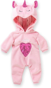 Pink unicorn pyjamas for 36cm Ma Corolle dolls with glitter heart and unicorn hood