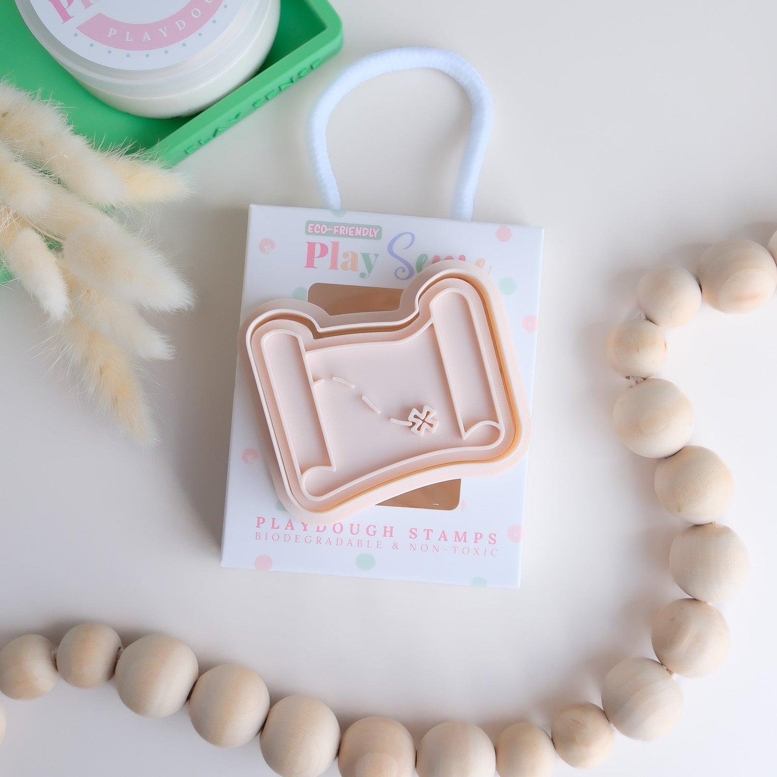 Play Sense Pirate Treasure Map Stamp and Cutter beige eco-friendly sensory play tool for play dough