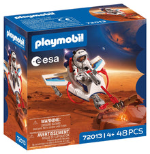 PLAYMOBIL 72013 ESA Space Glider featuring astronaut pilot, Mars exploration vehicle, grabber arm and crystal discovery accessories