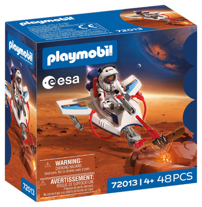 PLAYMOBIL 72013 ESA Space Glider featuring astronaut pilot, Mars exploration vehicle, grabber arm and crystal discovery accessories