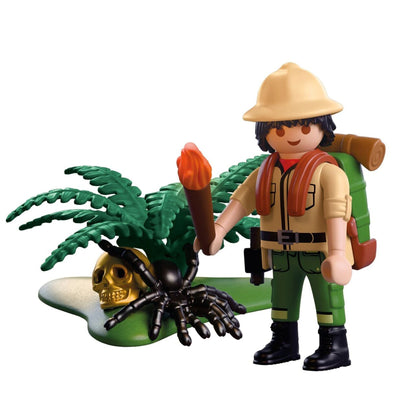 PLAYMOBIL Adventurer 72033 Special Plus jungle explorer with backpack, torch, tarantula and golden skull