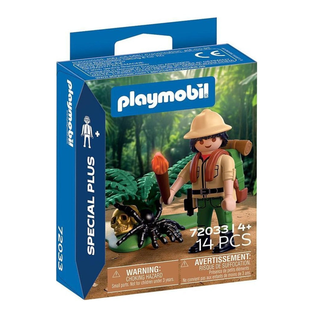 PLAYMOBIL Adventurer 72033 Special Plus jungle explorer with backpack, torch, tarantula and golden skull in packaging