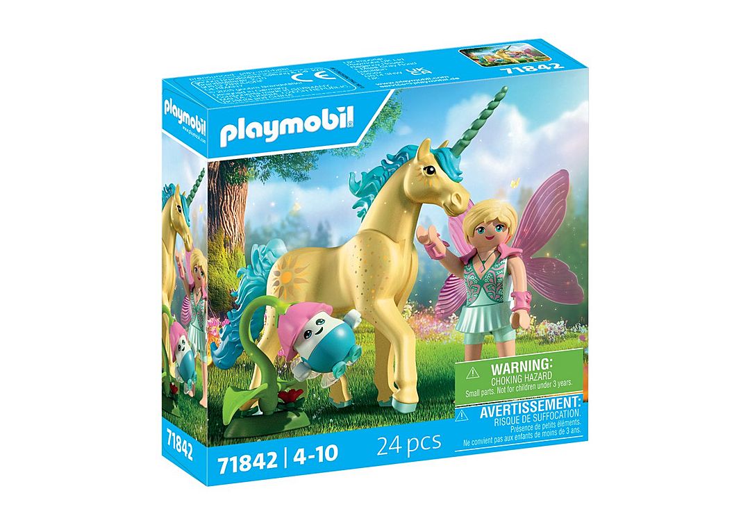 PLAYMOBIL Collectible Unicorn Sunshine Blossom with Fairy 71842 set with unicorn fairy and accessories