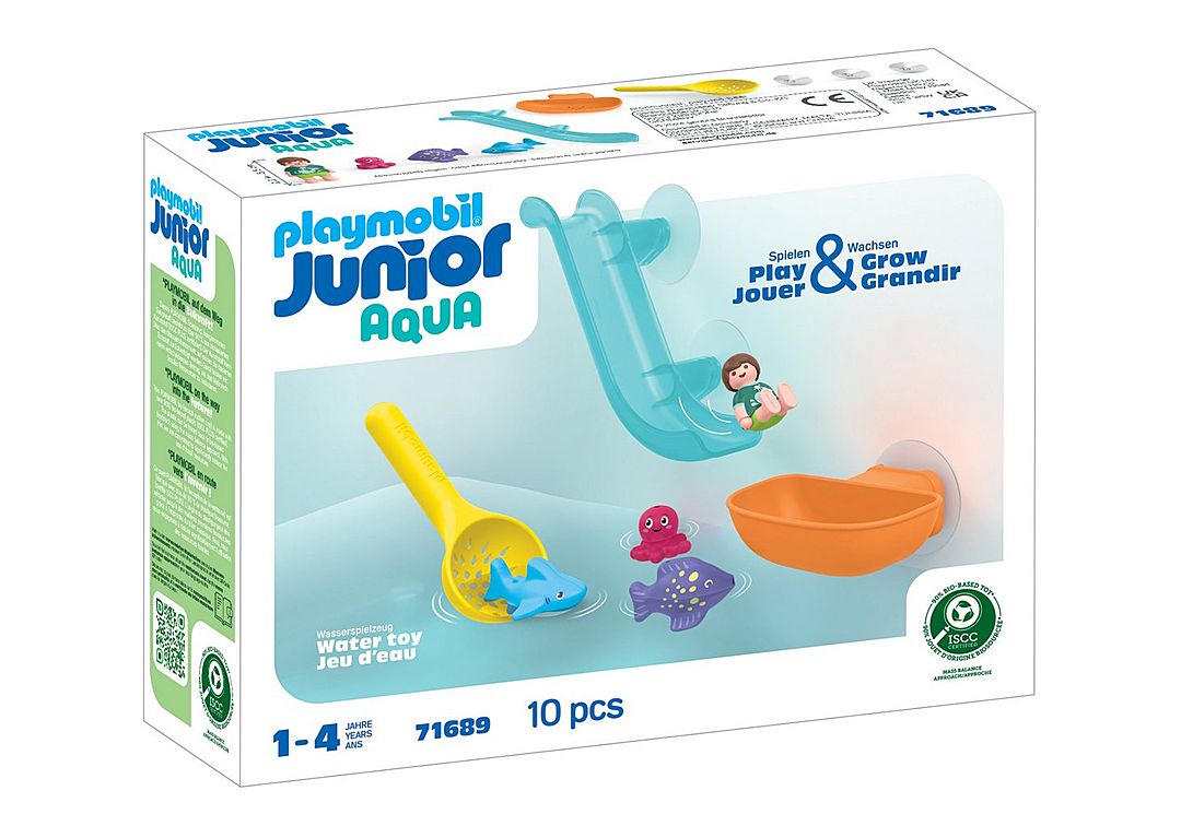 Playmobil Junior Aqua Water Slide with Sea Animals 71689 bath toy set