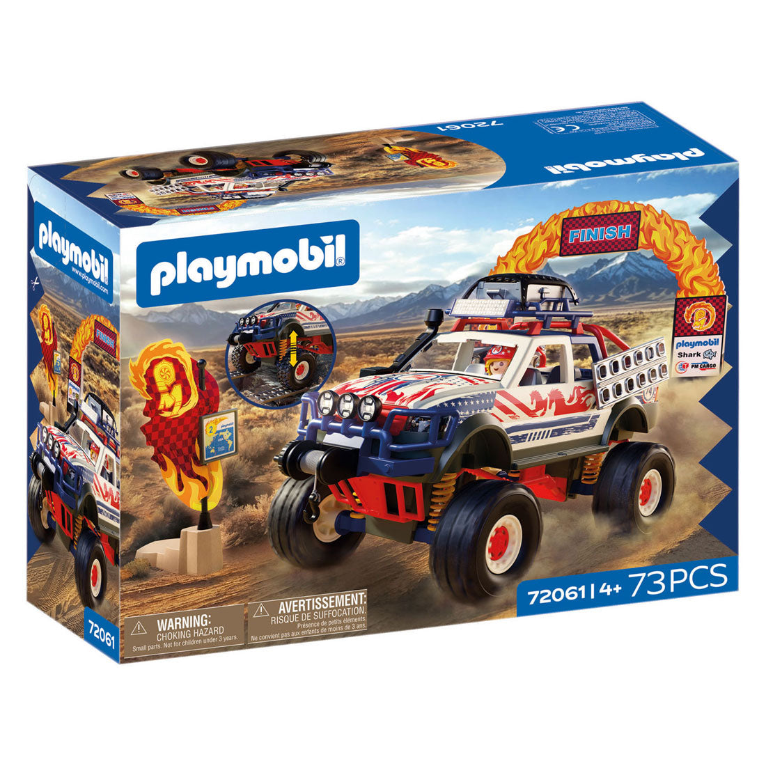 PLAYMOBIL Off-Road Truck 72061 with racer figure, finish line arch, winch and adventure accessories
