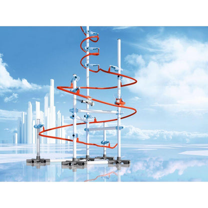 Sky Trails track running from a windowsill across a table to a bed, showing the room-spanning layout