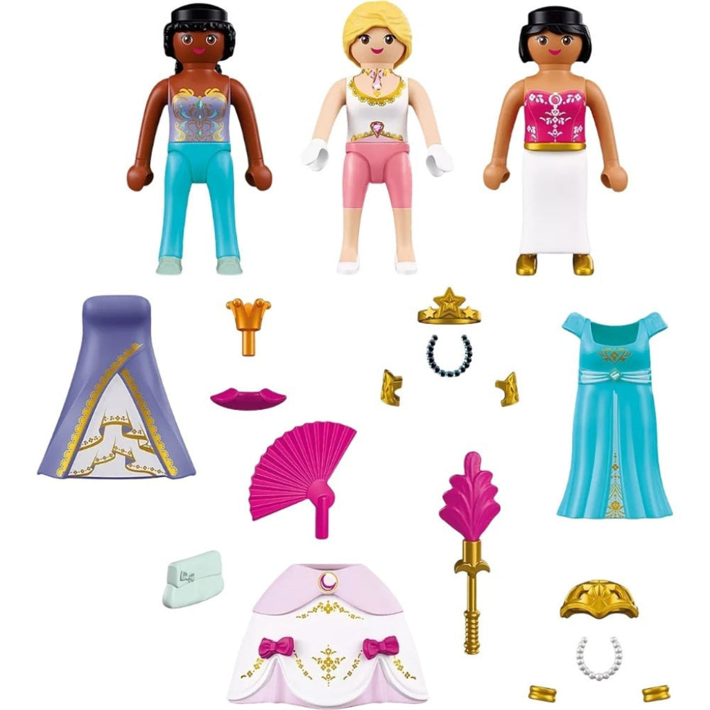 PLAYMOBIL Three Princesses 72055 figures with interchangeable royal outfits and accessories