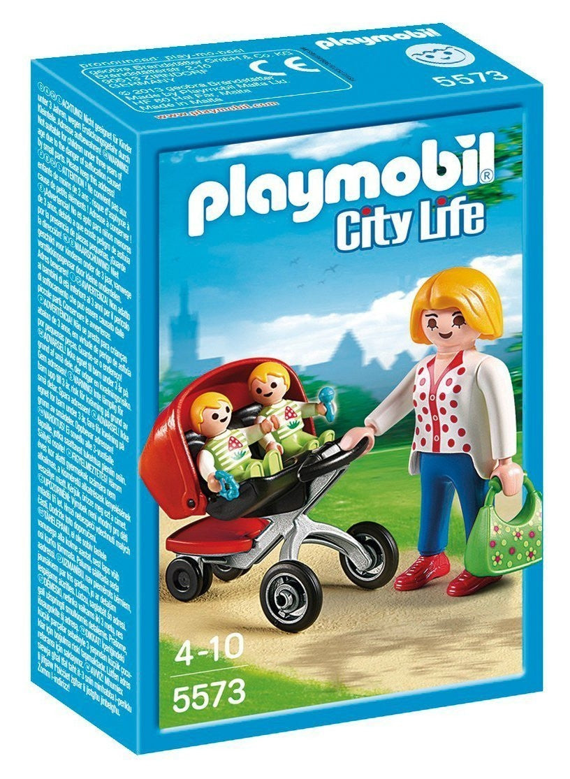 Playmobil City Life Mother with Twin Stroller
