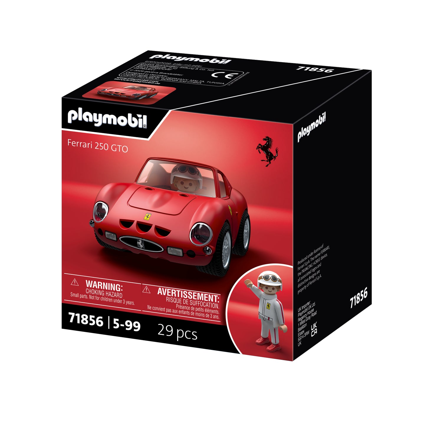 PLAYMOBIL x Ferrari 250 GTO 71856 classic red Ferrari model car with PLAYMOBIL driver figure