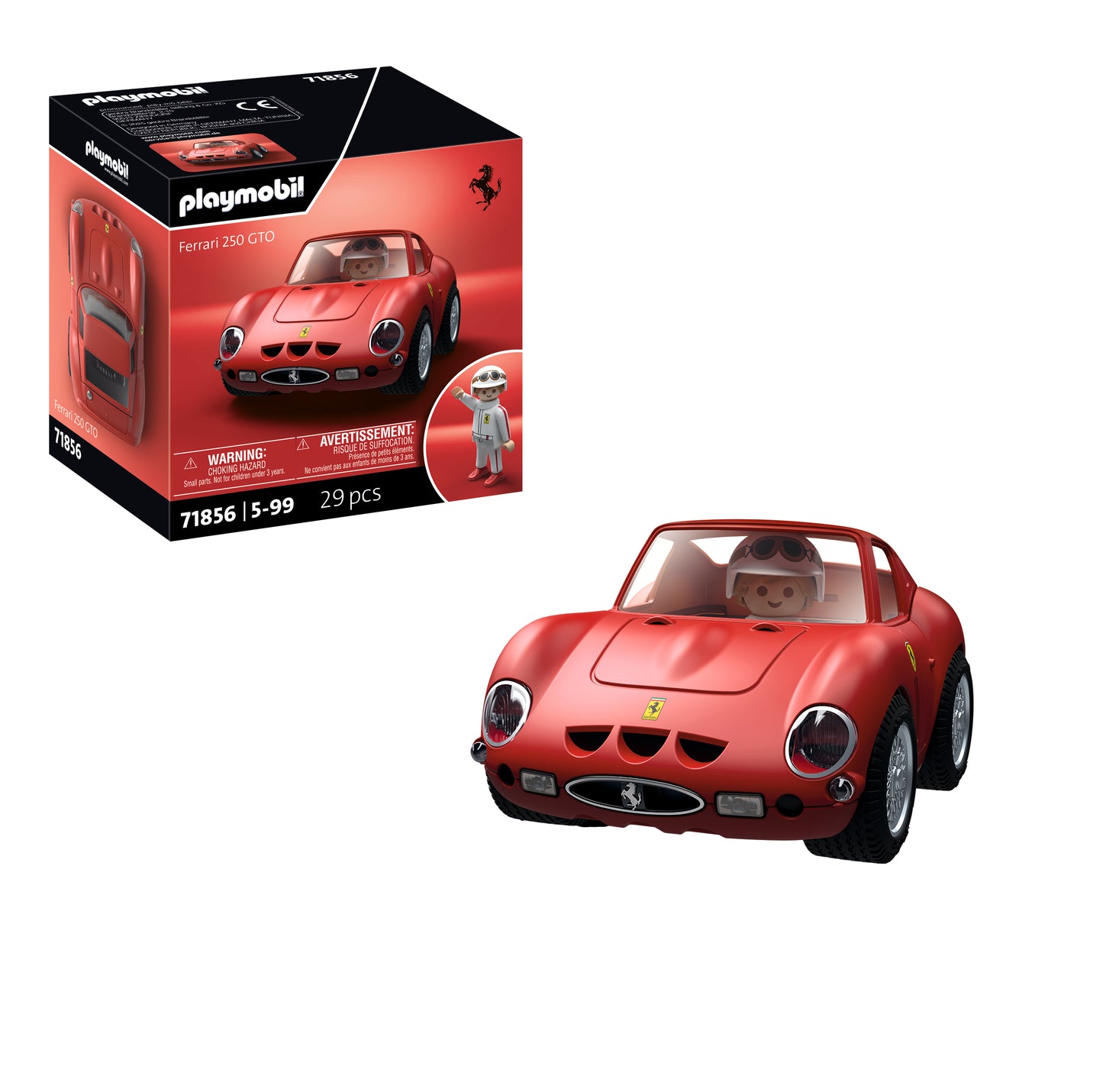 PLAYMOBIL x Ferrari 250 GTO 71856 classic red Ferrari model car with PLAYMOBIL driver figure