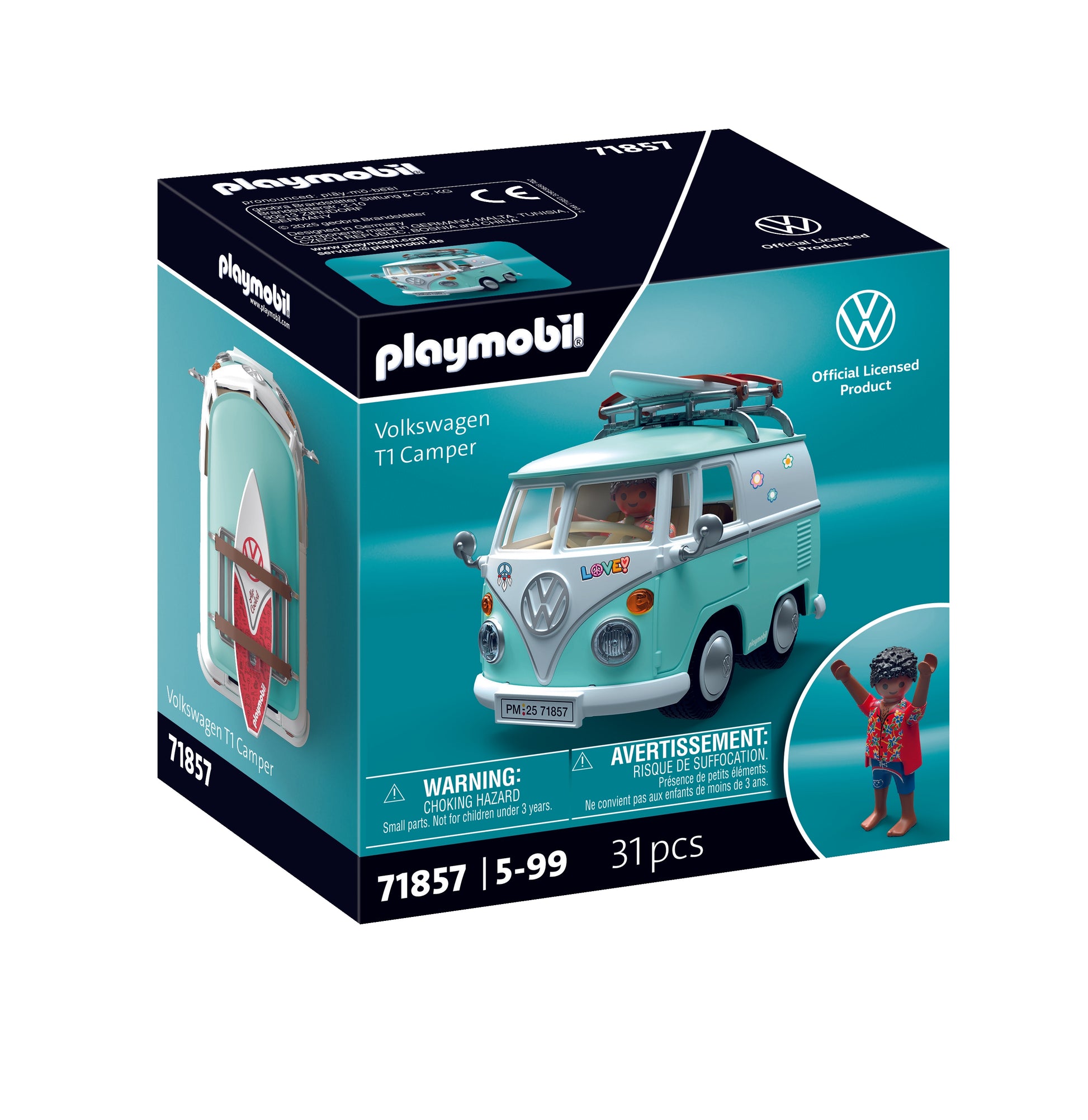PLAYMOBIL x Volkswagen T1 Camper 71857 official licensed retro Volkswagen camper van with PLAYMOBIL figure and skateboard