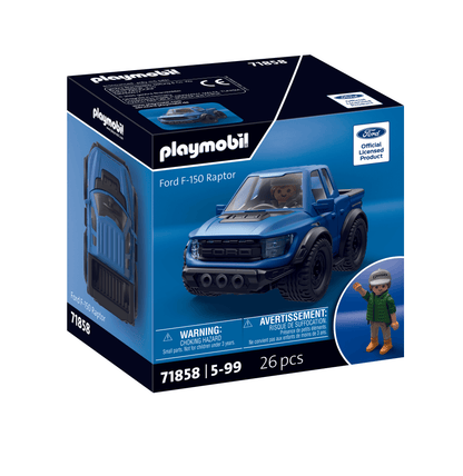 PLAYMOBIL x Ford F-150 Raptor 71858 official licensed blue Ford pickup truck with PLAYMOBIL driver figure