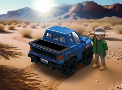 PLAYMOBIL x Ford F-150 Raptor 71858 official licensed blue Ford pickup truck with PLAYMOBIL driver figure