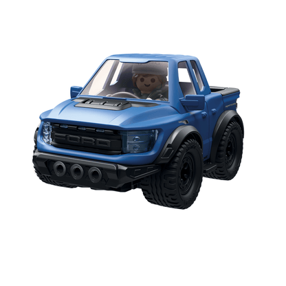 PLAYMOBIL x Ford F-150 Raptor 71858 official licensed blue Ford pickup truck with PLAYMOBIL driver figure