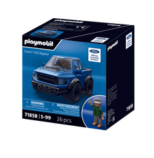 PLAYMOBIL x Ford F-150 Raptor 71858 official licensed blue Ford pickup truck with PLAYMOBIL driver figure