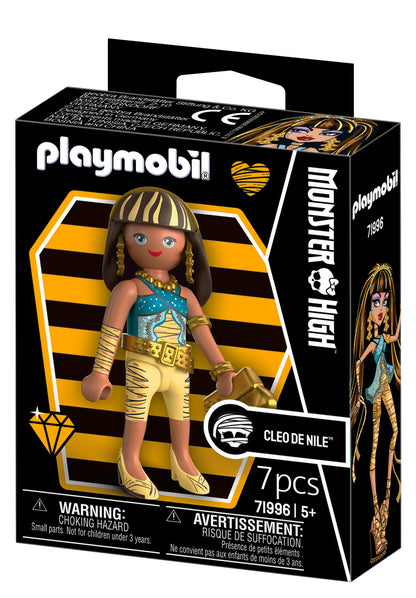 PLAYMOBIL Monster High Cleo De Nile collectible figure with gold details and handbag accessory
