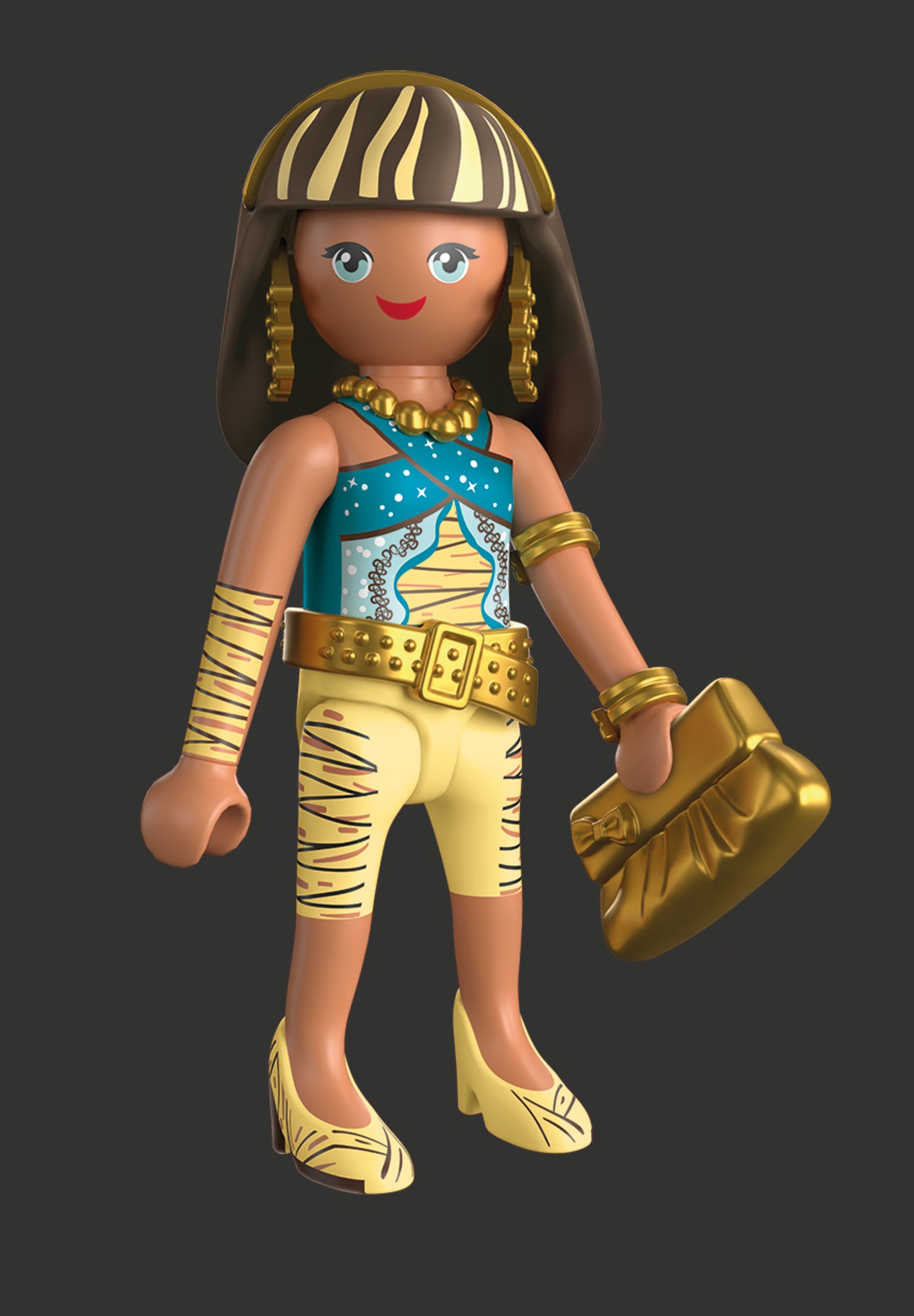 PLAYMOBIL Monster High Cleo De Nile collectible figure with gold details and handbag accessory