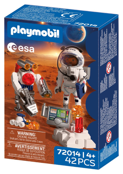 PLAYMOBIL ESA Astronaut with Robot 72014 Mars exploration playset with astronaut, robot and analysis station