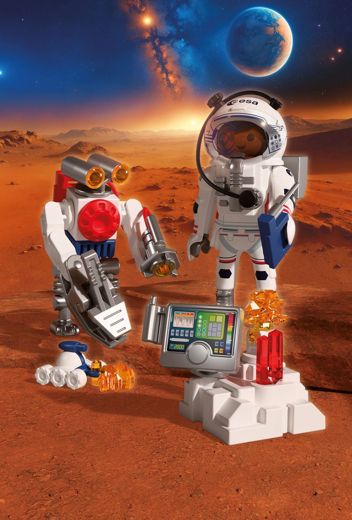 PLAYMOBIL ESA Astronaut with Robot 72014 Mars exploration playset with astronaut, robot and analysis station