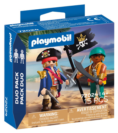 PLAYMOBIL DuoPack Pirates 72024 with two pirate figures, swords, pistol and pirate flag