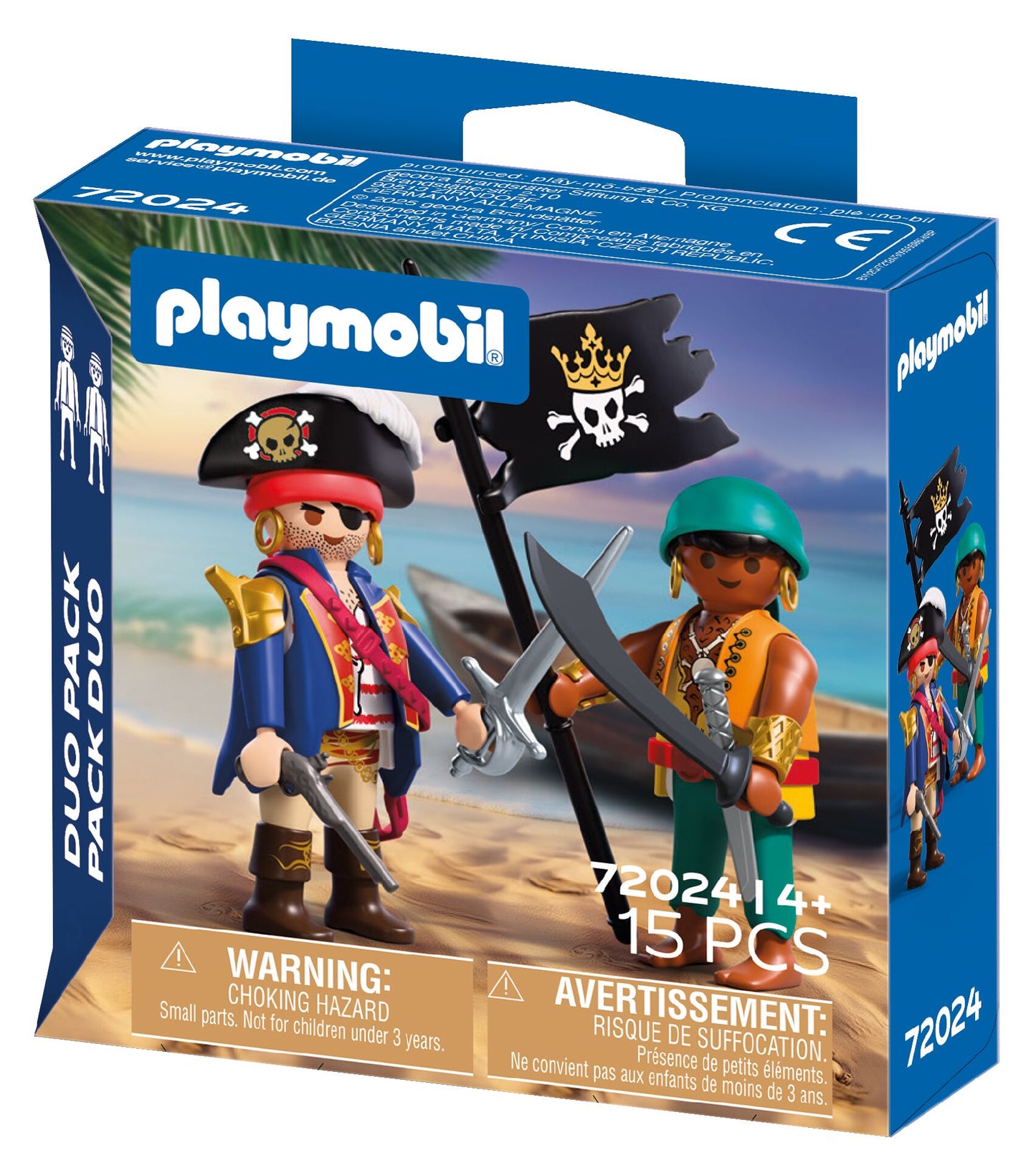 PLAYMOBIL DuoPack Pirates 72024 with two pirate figures, swords, pistol and pirate flag