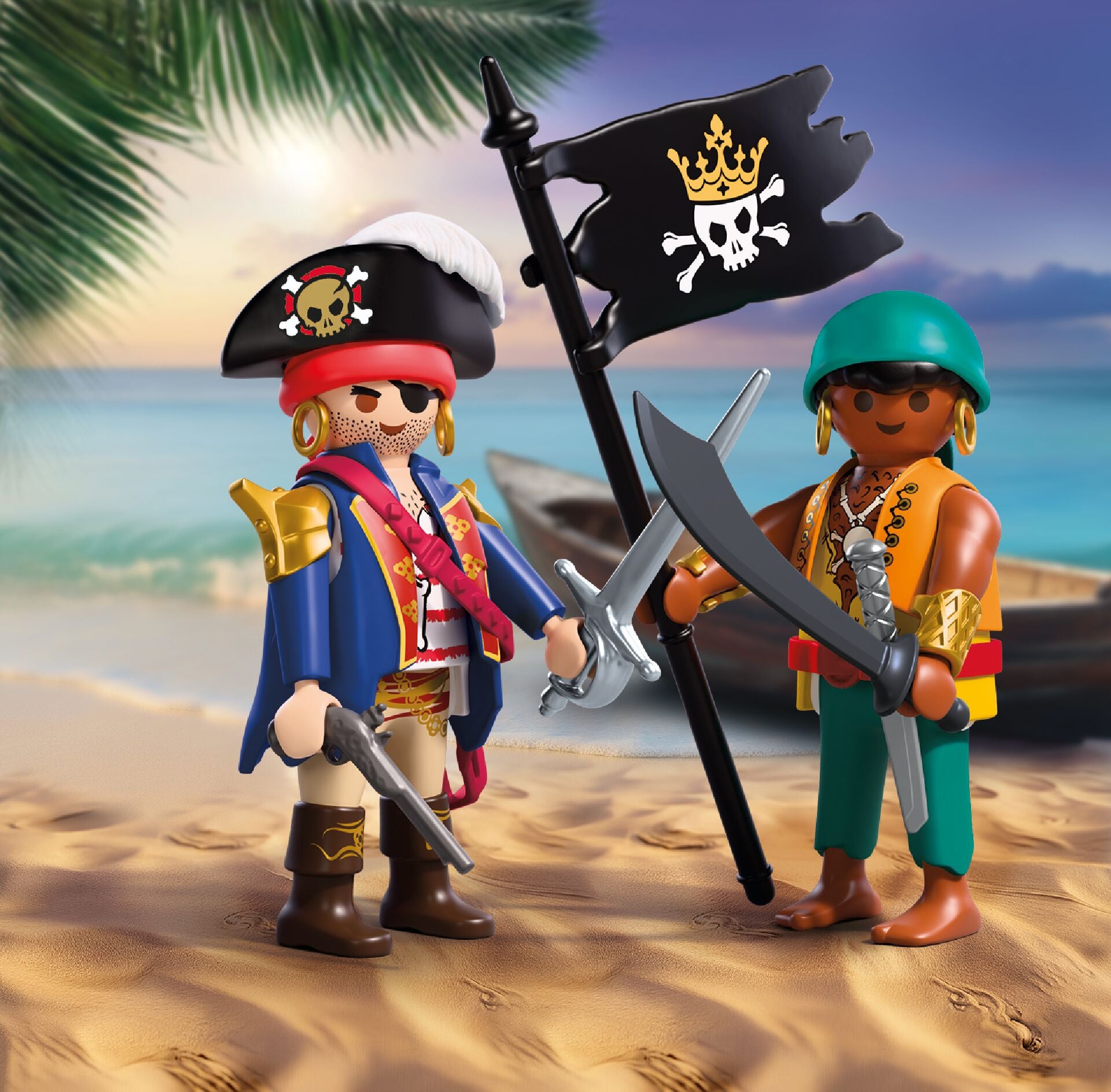 PLAYMOBIL DuoPack Pirates 72024 with two pirate figures, swords, pistol and pirate flag