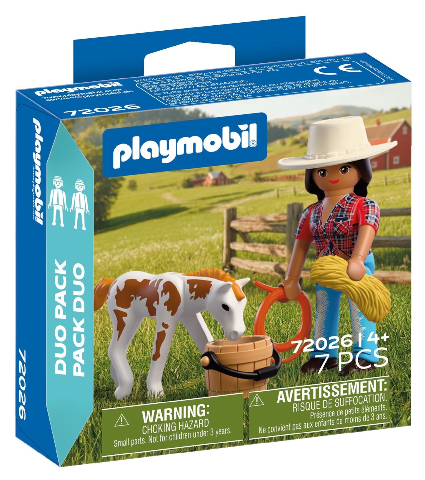 PLAYMOBIL DuoPack Horseback Rider 72026 with rider figure, Appaloosa foal, bucket, hay bale and lasso