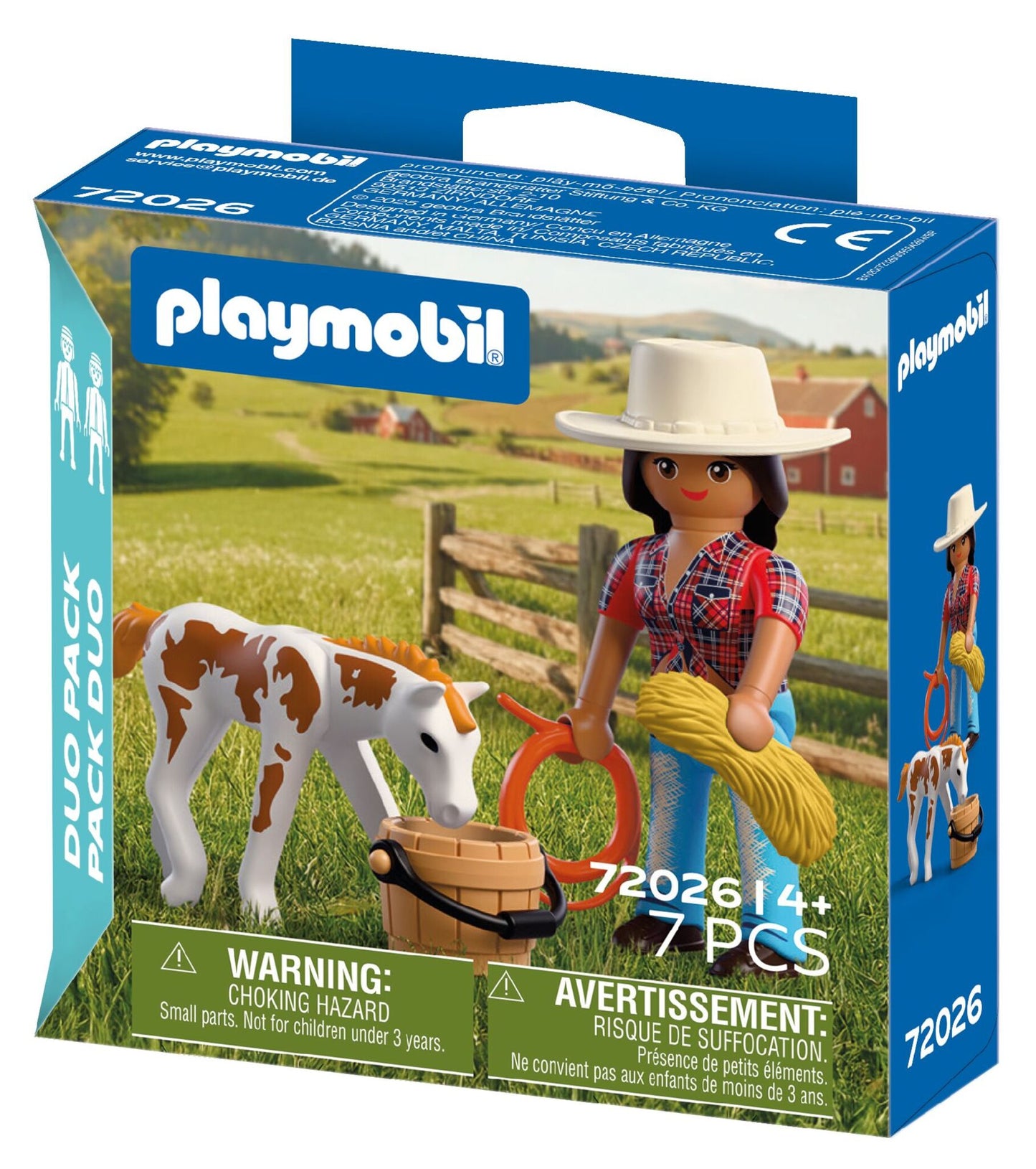 PLAYMOBIL DuoPack Horseback Rider 72026 with rider figure, Appaloosa foal, bucket, hay bale and lasso