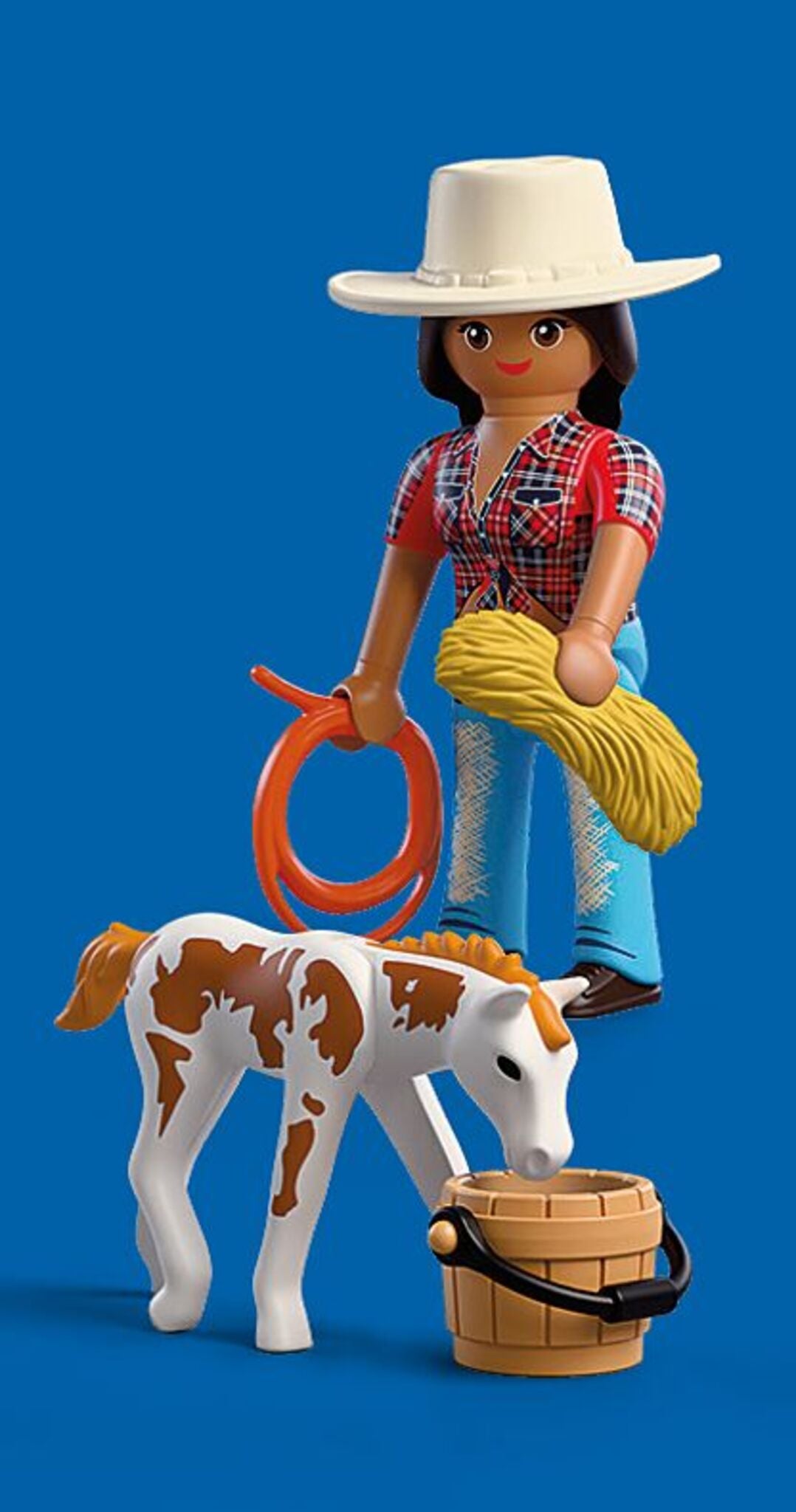 PLAYMOBIL DuoPack Horseback Rider 72026 with rider figure, Appaloosa foal, bucket, hay bale and lasso