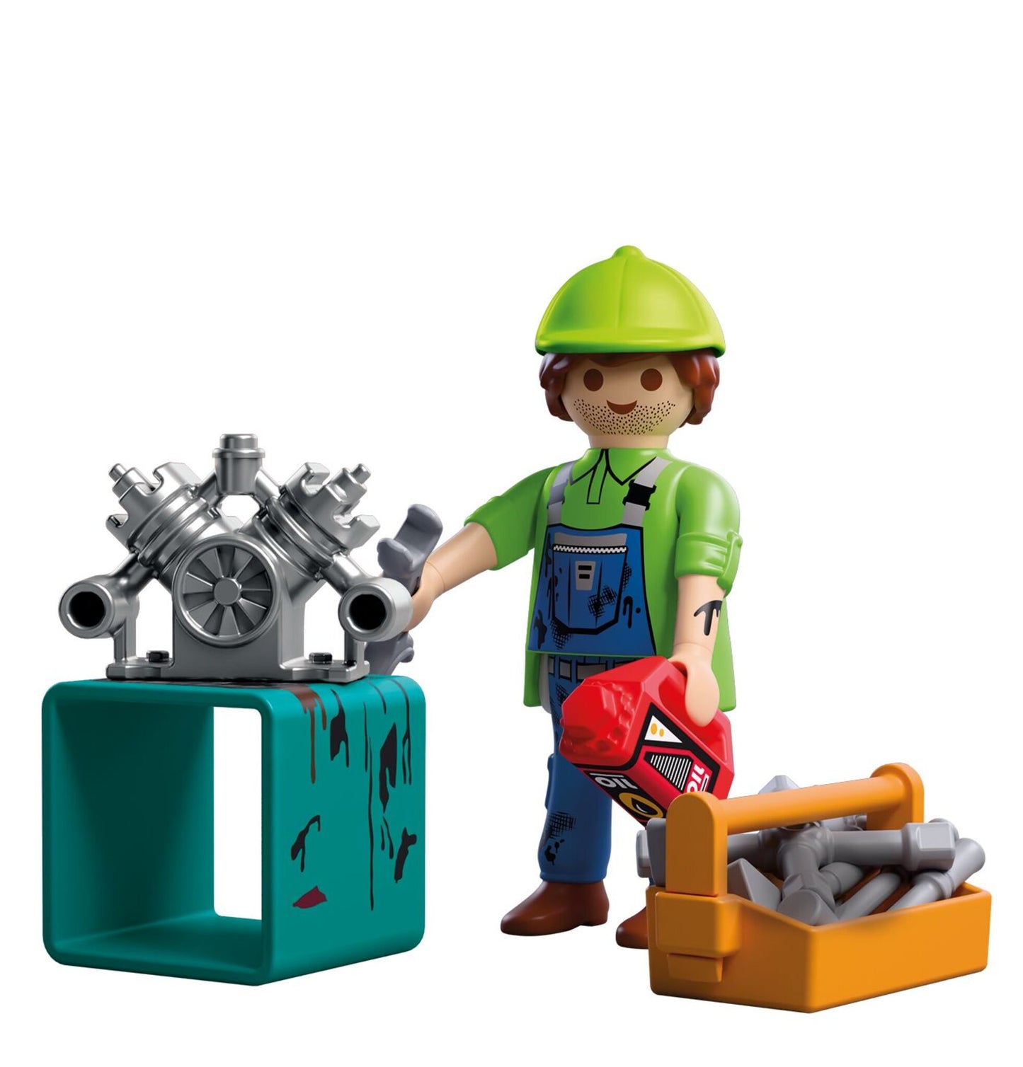 PLAYMOBIL Special Plus Mechanic 72031 with mechanic figure, engine block, workbench, toolbox and workshop accessories