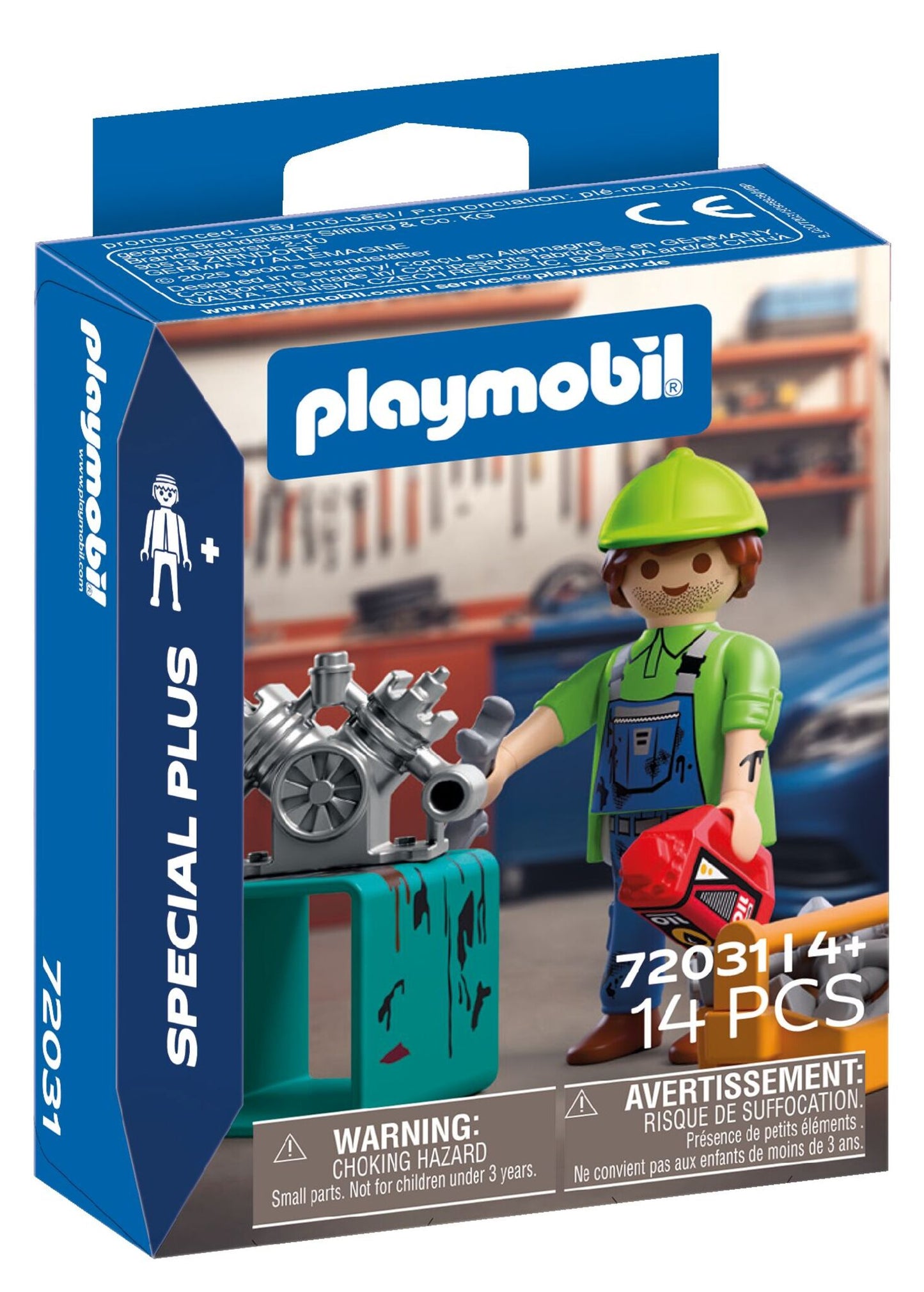 PLAYMOBIL Special Plus Mechanic 72031 with mechanic figure, engine block, workbench, toolbox and workshop accessories