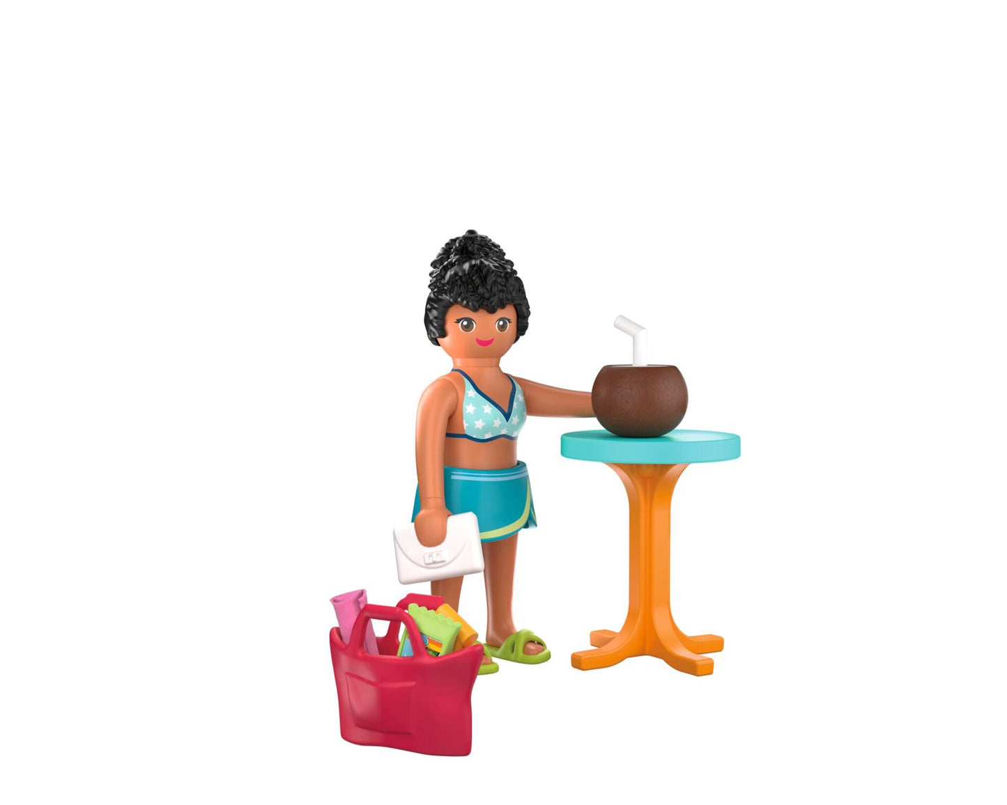 PLAYMOBIL Special Plus Vacationer 72032 beach holiday figure with towel, beach bag, coconut drink and accessories